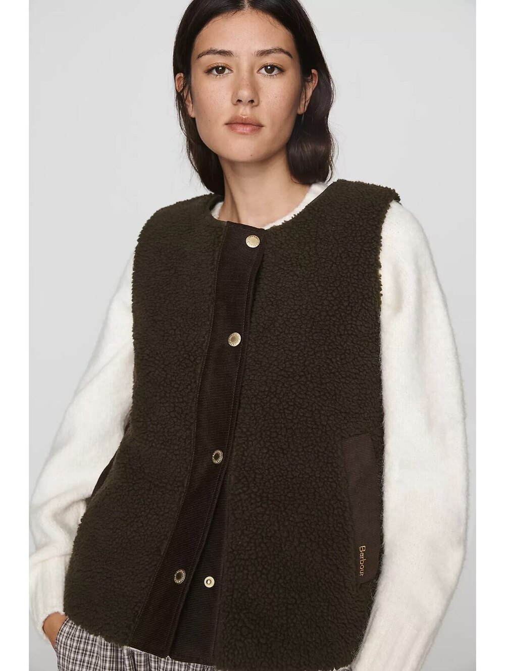 BARBOUR NWT Anthropologie Dukakis Fleece Plaid Liner Vest